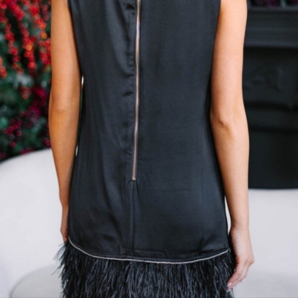 FINAL OFFER NEW Feather Rhinestone black dress shop mint julep boutique large - Picture 3 of 11